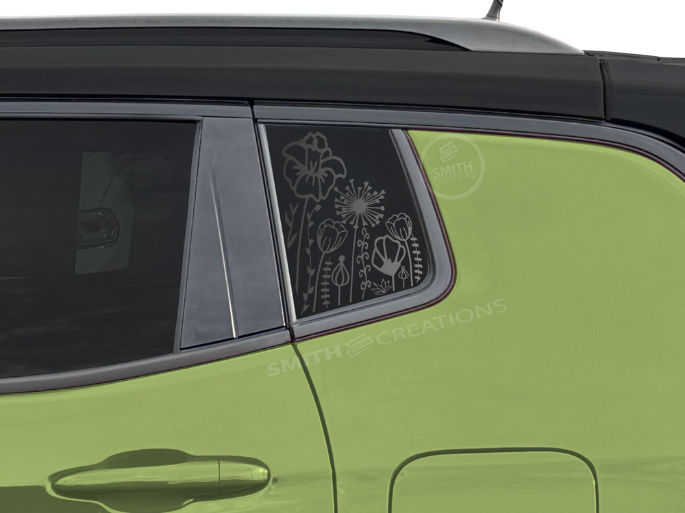 Fits 2017-25 Jeep Compass Rear Side Window Wild Flowers Floral Line Window Decal