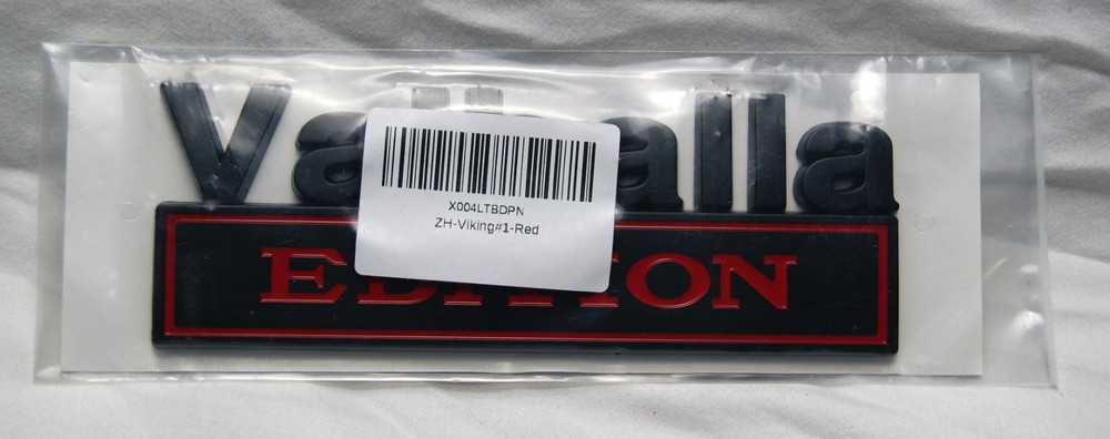 Valhalla Edition Emblem 3D Fender Badge Decal Bumper black w/ red