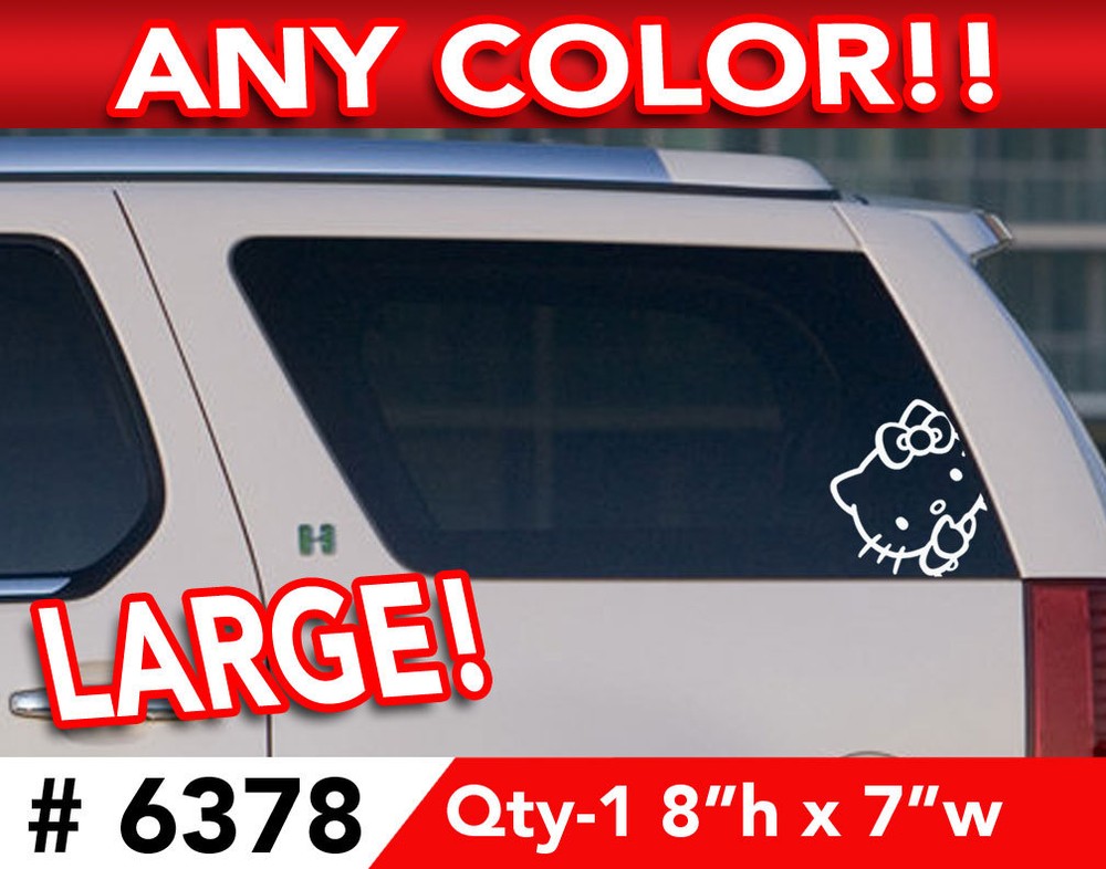Qty-1 HELLO KITTY PEEK-A-BOO LARGE DECAL STICKER 8″h x 7″w