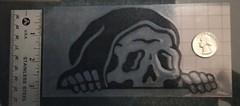 Grim Reaper Lurking BLACK vinyl decal weatherproof 3.3 x 6 inches. Made in USA