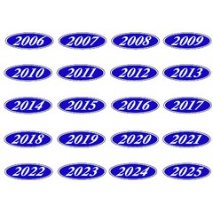 EZ-Line Car Dealer Oval Model Year 2 DOZEN Windshield Stickers BLUE WHITE