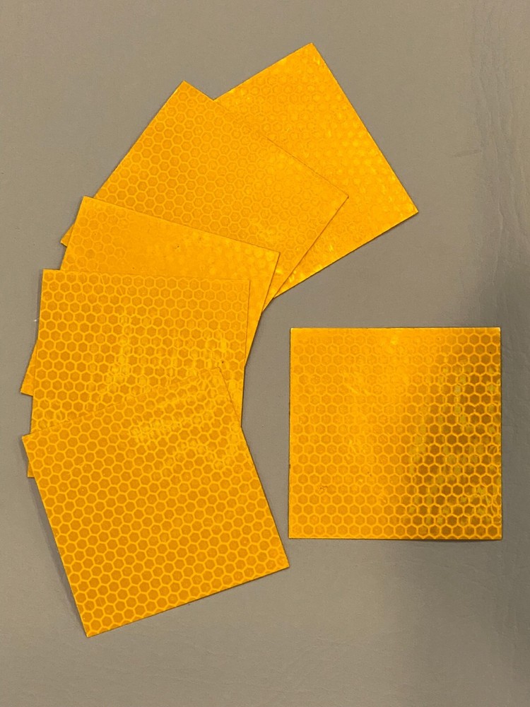 6 pc Conspicuity Tape DOT Reflective Trailer Construction Yellow 2” x 2″ Squares