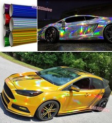 Air Release Glossy Laser Chrome Chameleon Rainbow Car Vinyl Wrap Film Sticker US