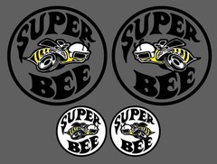 Super Bee Superbee Decal Sticker Circle Die Cut Reverse Face Set of 2 + 2 extra