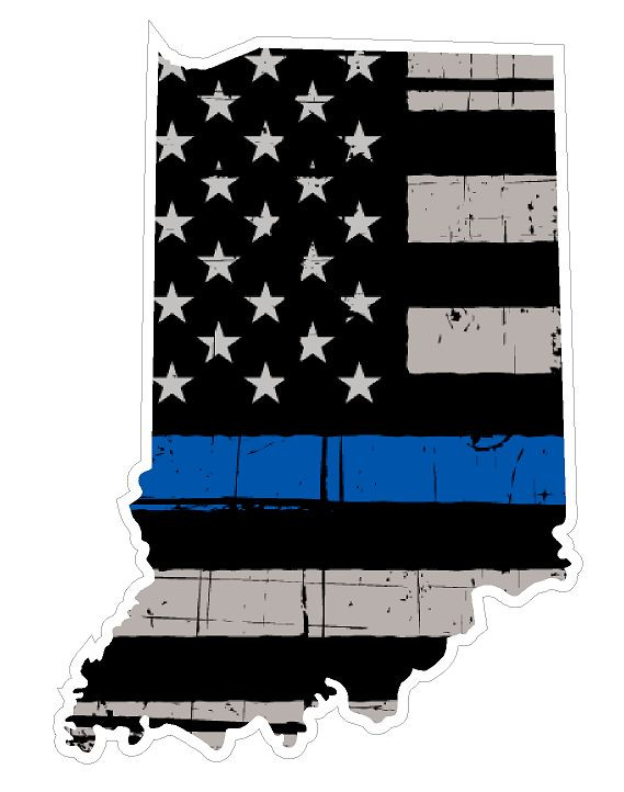 Indiana State (V15) Thin Blue Line Vinyl Decal Sticker Car/Truck Laptop Window