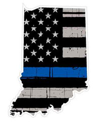 Indiana State (V15) Thin Blue Line Vinyl Decal Sticker Car/Truck Laptop Window