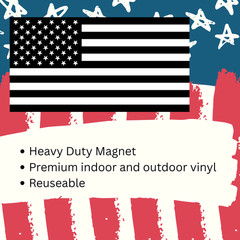 American Flag Heavy Duty Magnet Black and White – 3″ x 6″ Cars Trucks Outdoors