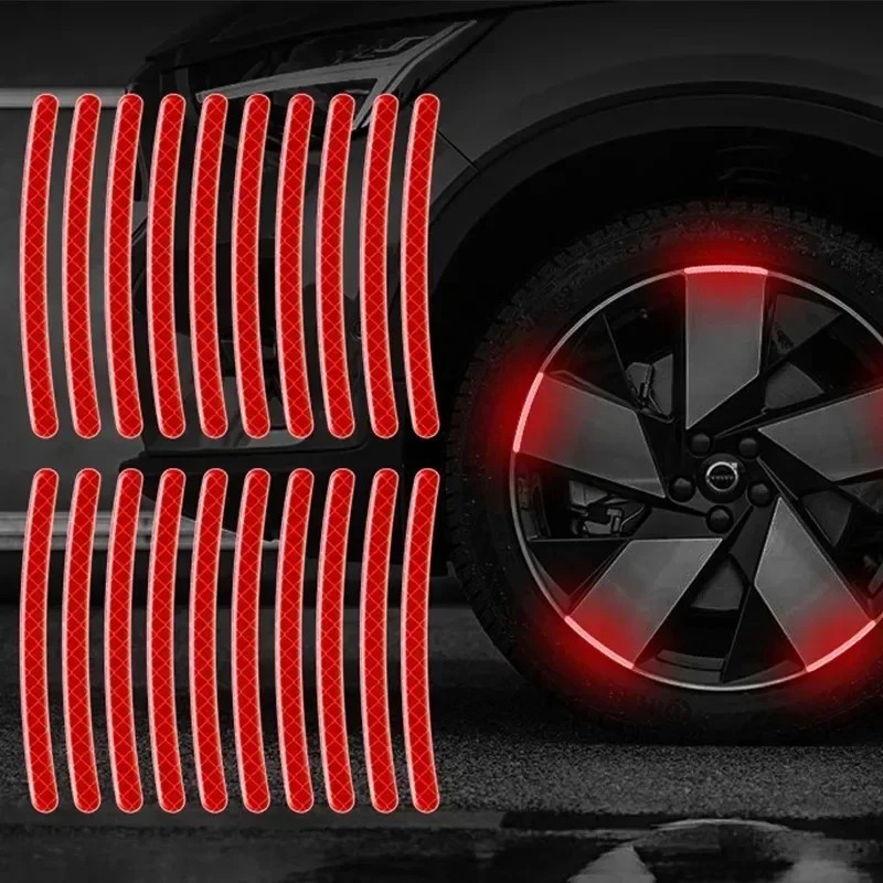 20x Car Wheel Reflective Stickers Alloy Rim Stripes Glow Stickers for Motorcycle