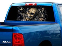 P485 Pirate Skull Rear Window Tint Graphic Decal Wrap Back Pickup Graphics