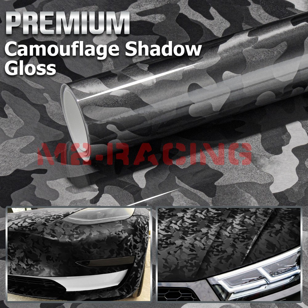Gloss Camouflage Shadow Camo Car Vinyl Vehicle Wrap Sticker Decal Film Sheet DIY