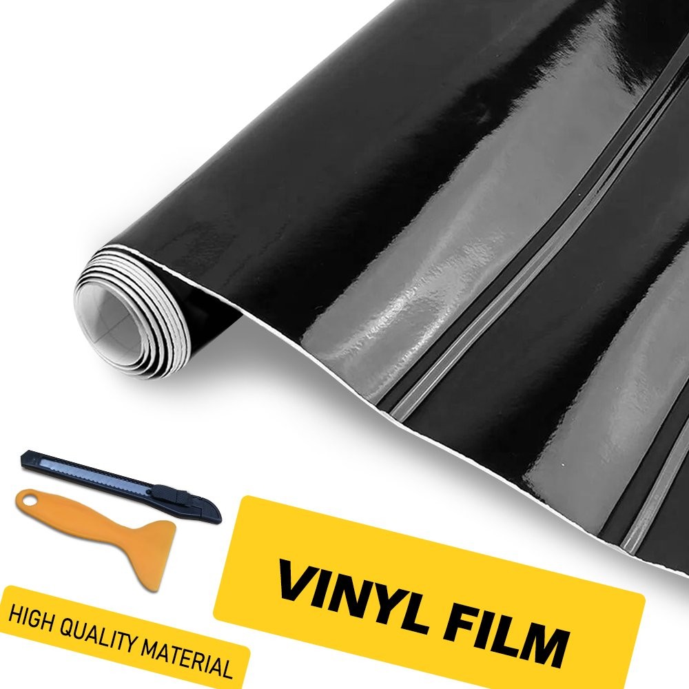 Gloss Black Automotive Vinyl Wrap Film Roll Car 59IN Wrap Stickers x 11.8IN