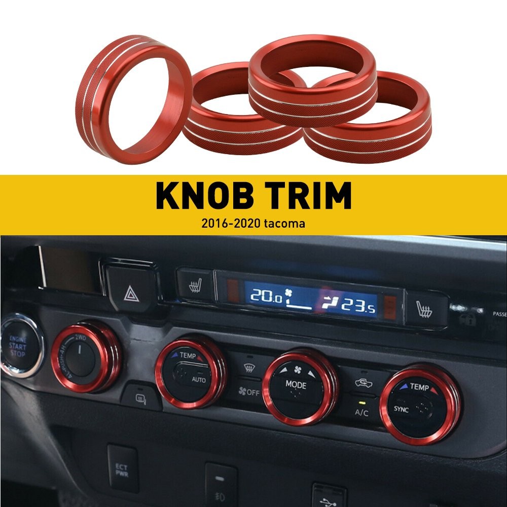 4/8Pcs For Toyota Tacoma Headlight 16-20 Aluminum Ring Knob Switch Cover Trim Re