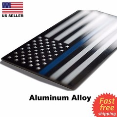 ALUMINUM Police Officer Emblem Thin Blue Line American Flag Decal Sticker USA