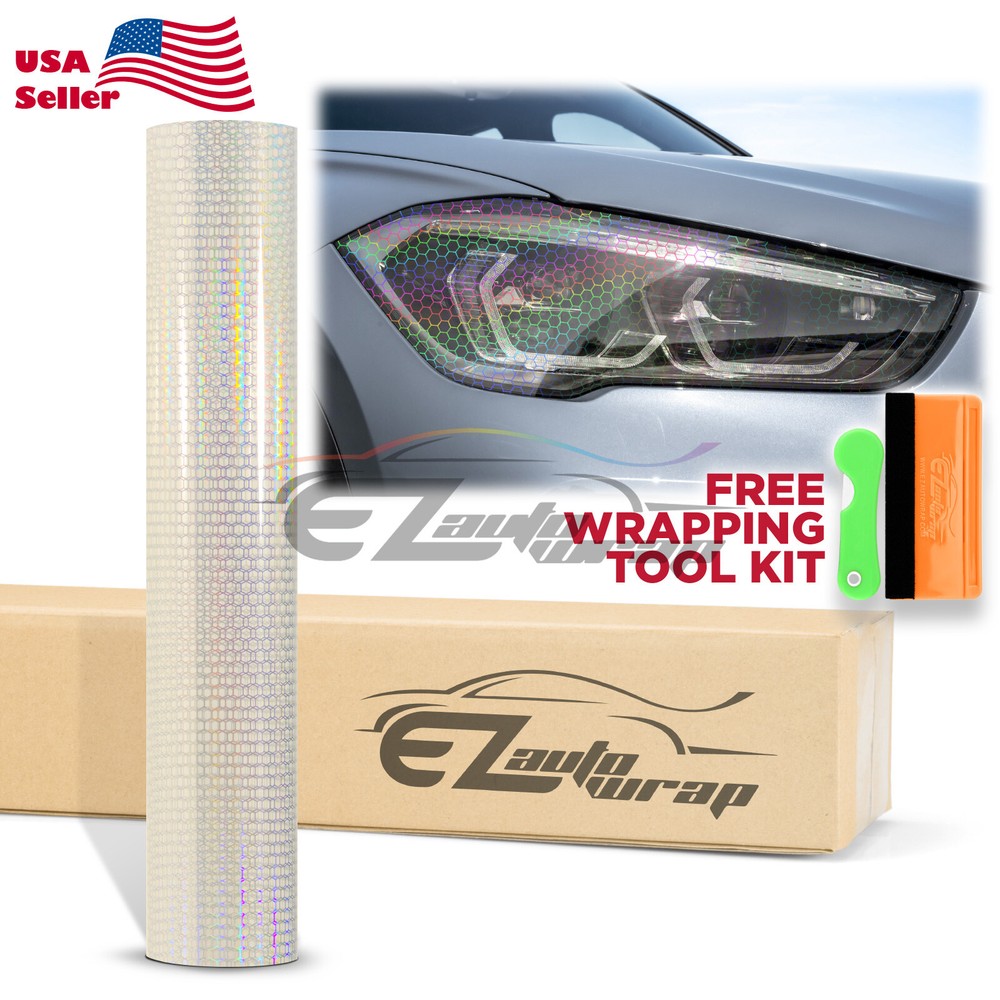 Headlight Hex Holographic Gloss Clear Taillight Tint Film Fog Light Protect
