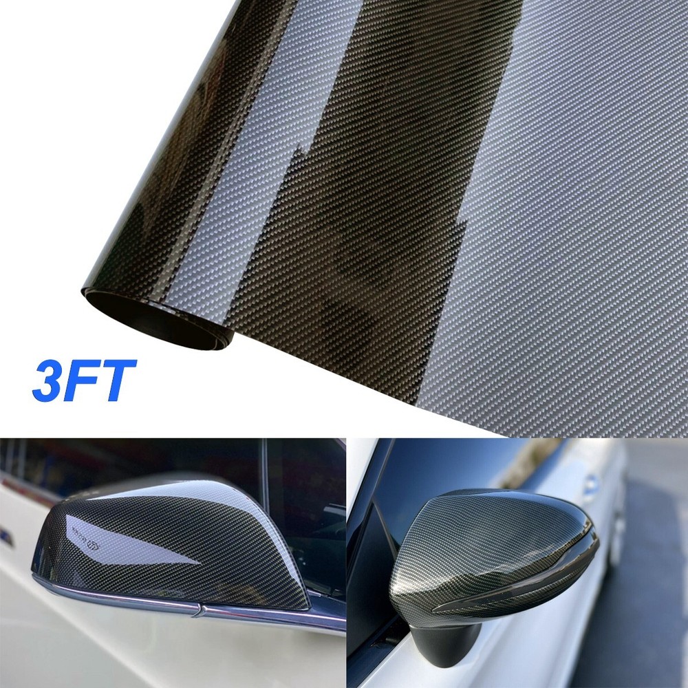 36″X60″ Ultra Gloss PET Liner Black Carbon Fiber Wrap Vinyl Air Release 3X5FT