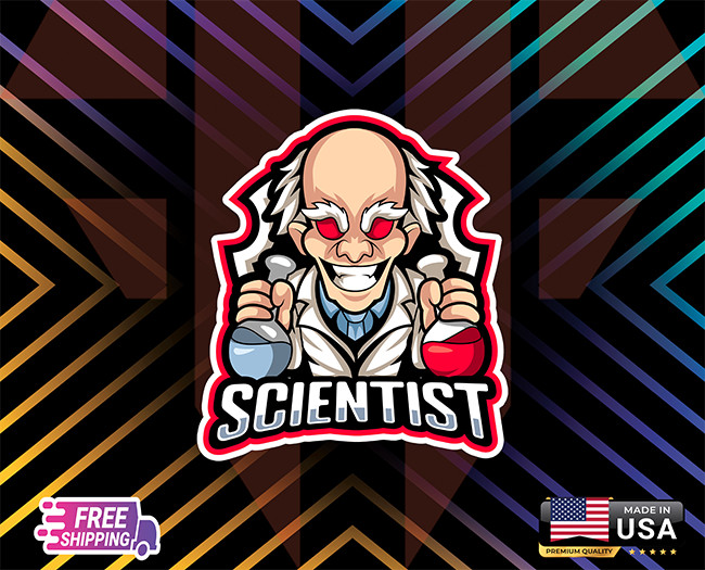 CRAZY SCIENTIST STICKER .CAR, WINDOWN,LAPTOP,ETC LAMINATED 6YEARS+FREESTICKER