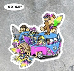 T&C SURF MICROBUS RUNNING TO BEACH DECAL LAMINATED