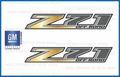 PAIR: 2014 – 2017 Chevy Silverado Z71 Off Road Decals Stickers Gold FGOLD Bed