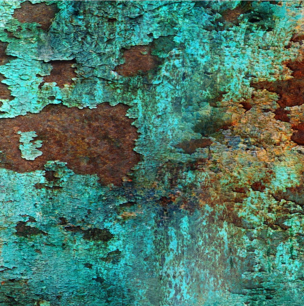 2-58″x360″ (720″ total) Rust Patina Teal Green Blue Grunge Vehicle Boat Wrap ATV