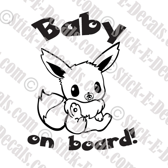 Pokemon Eevee Pokebaby Baby On Board Vinyl Decal Sticker- FREE USA SHIPPING