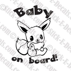 Pokemon Eevee Pokebaby Baby On Board Vinyl Decal Sticker- FREE USA SHIPPING