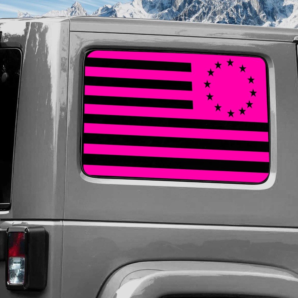 Rear Window Wrap Graphic Decal for Jeep Wrangler 2011-2020 BETSY ROSS PINK