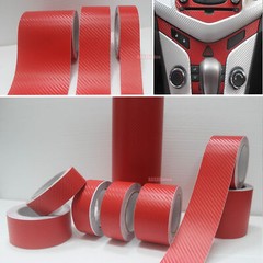 3D Red / Sheet Car PVC Grain Carbon Fiber Vinyl Tape Wrap Sticker Decors Strips