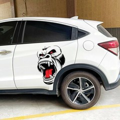 2Pcs Car Sticker Horror Ape Totem Graphic Decal Side Body Hood Decor Accessories