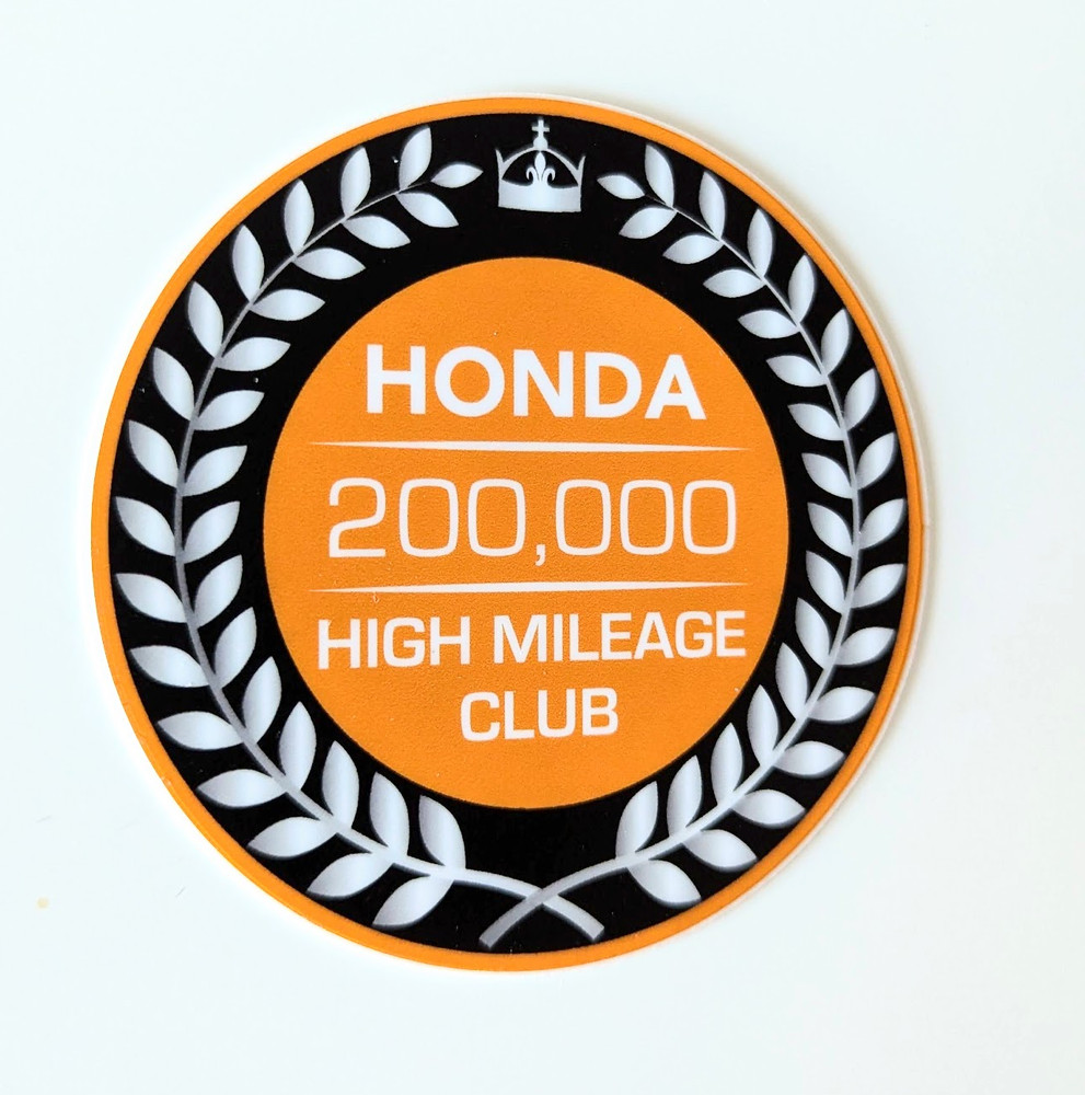 Honda Owners High Mile Club Sticker Decal 200k Civic Accord CR-v Element crx