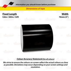 GLOSS BLACK 76mm 3″ Roll PIN STRIPE Car Striping Line TAPE Decal Vinyl Sticker