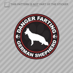 Danger Farting German Shepherd Sticker Self Adhesive Vinyl dog canine pet