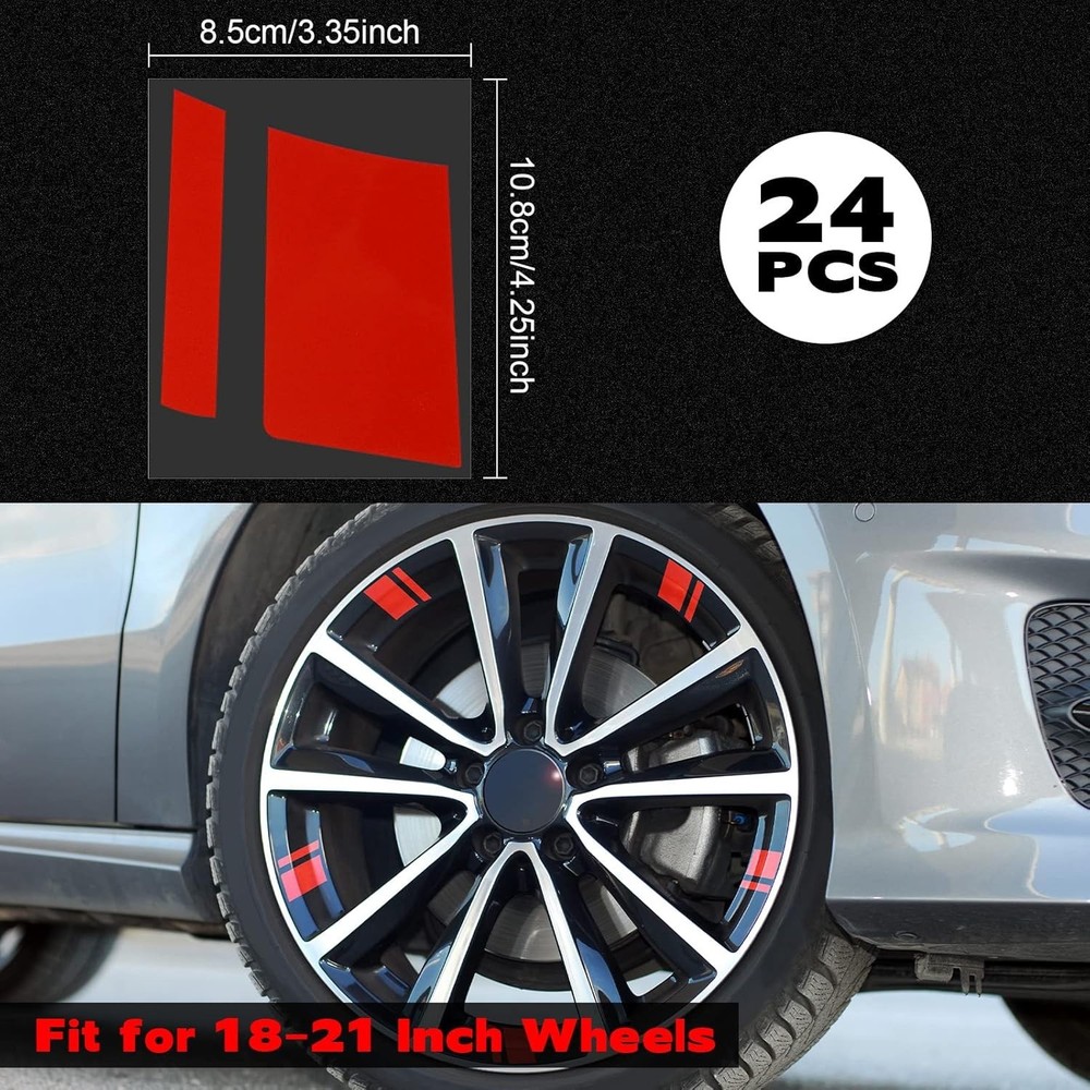 Tallew 22 Pcs Wheel Rim Decal Stripes for 18-22 Inch Reflective Car – 2 used