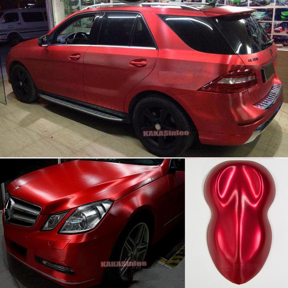 Red Stretch Car Satin Chrome Brushed Metal Steel Matte PVC Vinyl Wrap Sticker US
