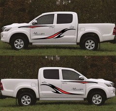 Car Truck Side Skirt Door Racing Graphic Vinyl Sticker Decal Stripes Black/Red