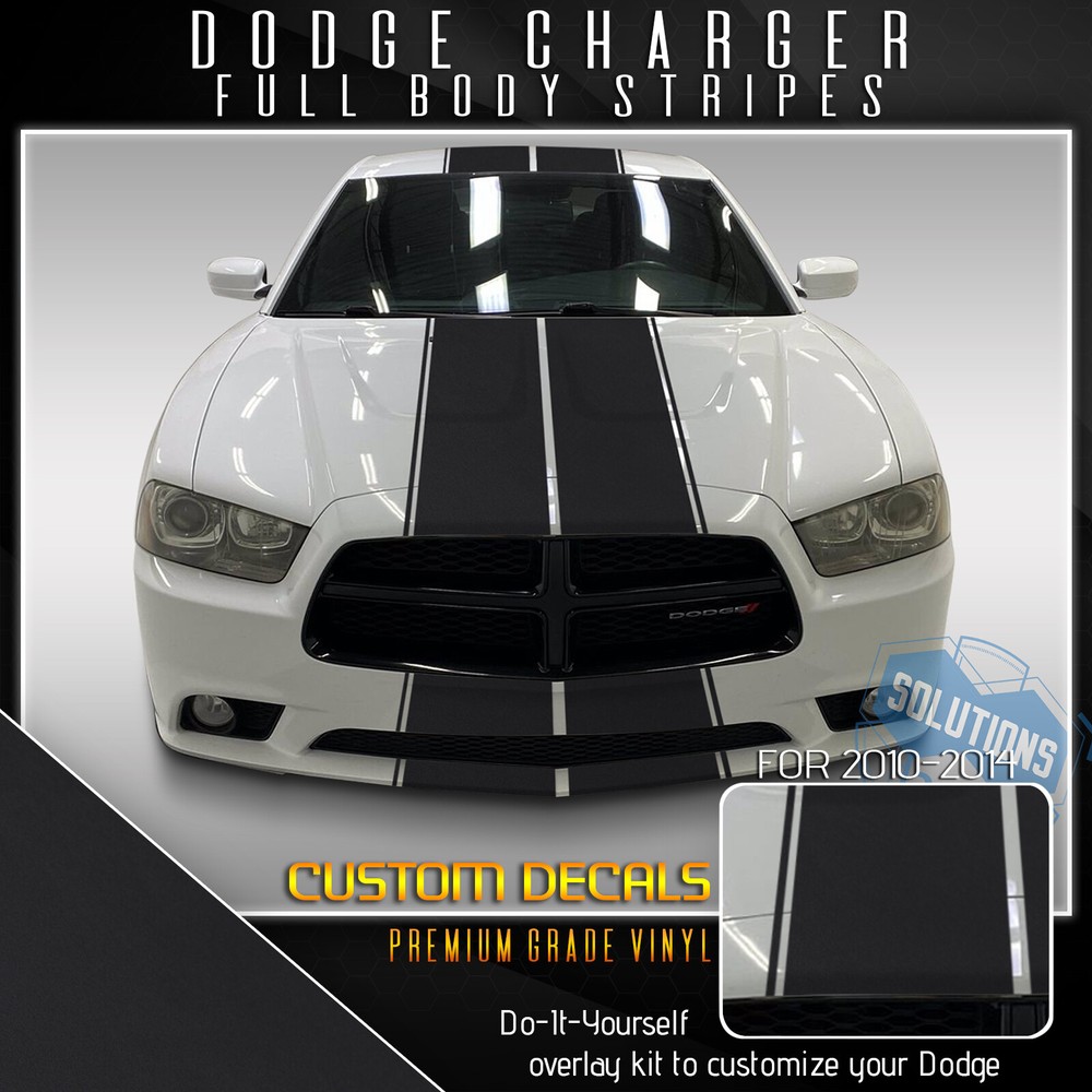 For 2010-2014 Charger Full Body Rally Racing Stripes Graphic Decal – Matte Vinyl
