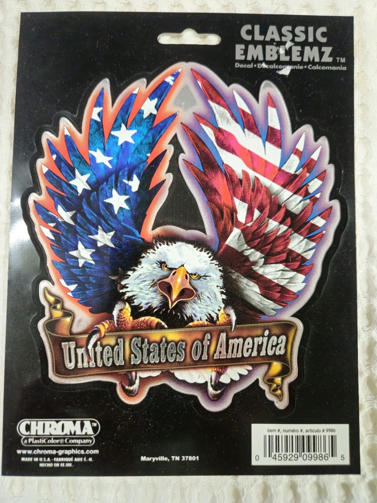 Classic Emblemz Chroma Eagle Decal USA United States Patriotic Sticker New NOS