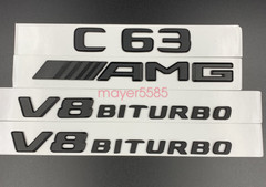 Matte black C63 AMG V8 BITURBO Trunk Emblem Badge Sticker For Mercedes Benz