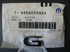 Mopar Rear Tail Lamp Decal – NOS – ’08-’10 Challenger – “G” – P/N 68060398AA