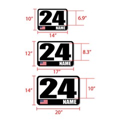 Custom Number Name Flag Glossy Matte Sticker Magnet Racing Car Track Day Door x2