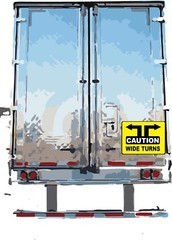 Caution Wide Turns Safety Truck Trailer Decal Sticker 9″ x 12″