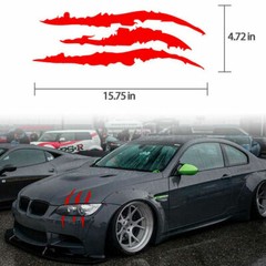 2pcs Red Monster Claw Scratch Decal Reflective Sticker Car Headlight Decoraction