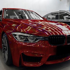 Holographic Carbon Fiber Red Laser Chrome Car Vinyl Wrap Sheet Decal Sticker