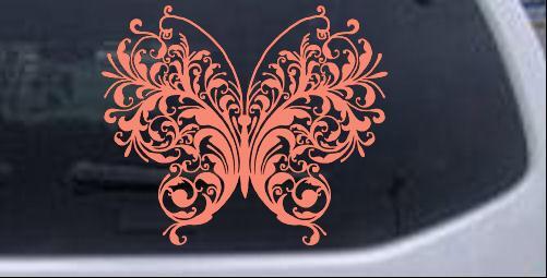 Swirl Butterfly Car or Truck Window Laptop Decal Sticker Coral 6X5