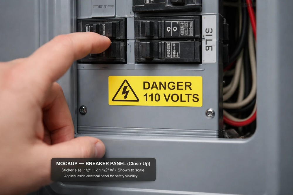 Danger 110 Volts HIGH Voltage Safety Yellow Stickers 10 Pack .5″ x ” x 1.5″ P716