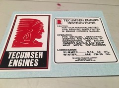 Tecumseh Engine-decals H50 H60 HM80 minibike Tiller Mower White Set 2 *