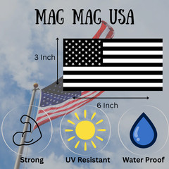 American Flag Heavy Duty Magnet Black and White – 3″ x 6″ Cars Trucks Outdoors