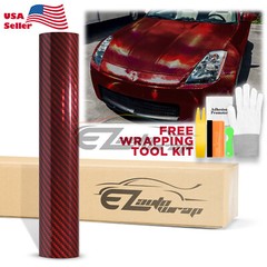 Holographic Carbon Fiber Red Laser Chrome Car Vinyl Wrap Sheet Decal Sticker