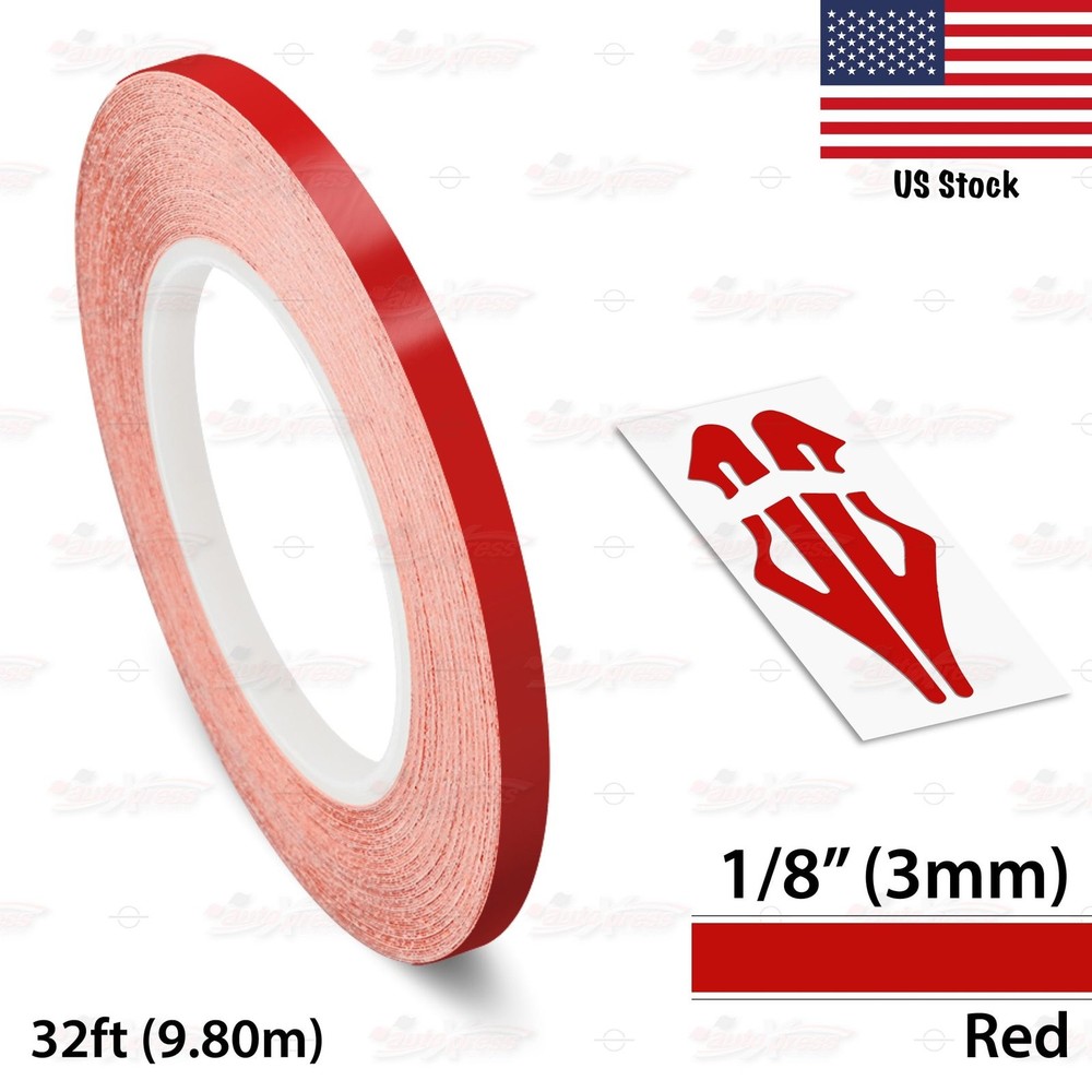 1/8″ Roll Vinyl Pinstriping Pin Stripe Solid Line Car Tape Decals Stickers 3mm