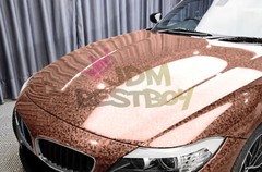 24K Chopped Forged Carbon Fiber Gloss Rose Gold Vinyl Wrap Sticker Decal Sheet