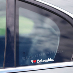 I Love Colombia Heart Vinyl Decal sticker Front, Side, Back, Window, Bumper